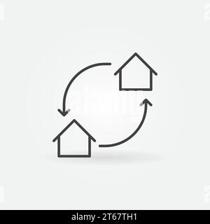 Symbol für Haustausch – Vektor-Symbol für Haustausch oder Logo-Element in dünner Linie Stock Vektor
