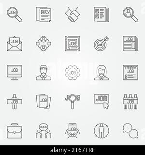 Job-Symbole festgelegt. Vektoreinstellungen und Beschäftigungskonzepte oder Designelemente im dünnen Stil Stock Vektor