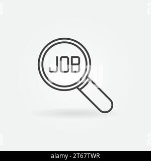 Symbol für Jobsuche - Vektor-JOB mit minimalem Wort im Lupensymbol in dünner Linie Stock Vektor