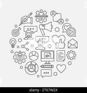 Blog-Konzept Illustration - Vektorumriss modernes Symbol mit linearen Bloggern und Bloggern Stock Vektor