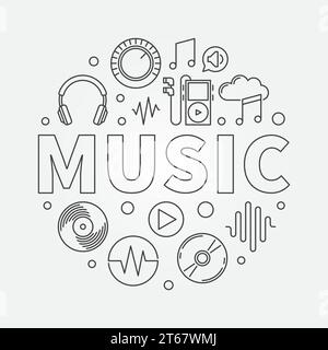 MUSIK Moderne runde Vektorillustration oder Symbol in dünner Linie Stock Vektor