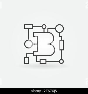 Blockchain-Technologie Vektor-Kontur Konzept Logo-Element oder -Symbol Stock Vektor