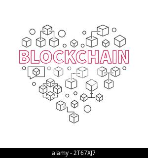 Das Herz der Blockchain-Technologie. Ich liebe das Symbol des Blockchain-Vektorkonzepts oder die Illustration, die mit dem Symbol des Blockchain-Konzepts erstellt wurde Stock Vektor