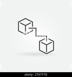 Symbol für zwei verbundene Würfel – Symbol für das Konzept der Vektor-Blockchain-Technologie oder das Designelement Stock Vektor