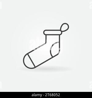 Weihnachtsstrumpf Vektor-Konzept-Symbol oder Symbol in dünner Linie Stil Stock Vektor