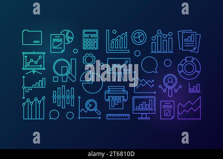 Statistische blaue Illustration oder Banner auf dunklem Hintergrund Stock Vektor