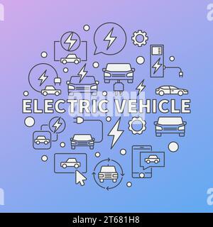 Elektrofahrzeug Moderne runde Illustration – kreisförmiges Symbol des Vektor-EV-Konzepts Stock Vektor