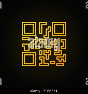 Gelbes Symbol für QR-Code-Konzept-Vektorlinie oder Symbol auf dunklem Hintergrund Stock Vektor