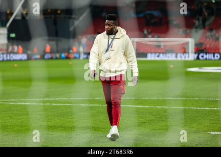 Kopenhagen, Dänemark. November 2023. Torhüter Andre Onana von Manchester United war vor dem Spiel der UEFA Champions League zwischen dem FC Kopenhagen und Manchester United in Parken in Kopenhagen zu sehen. (Foto: Gonzales Photo/Alamy Live News Stockfoto