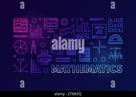 Vektormathematik Bunte moderne Linienillustration auf dunklem Hintergrund Stock Vektor