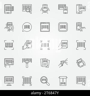 Barcodesymbole - Vektor-Barcodes Konzeptsymbole oder Designelemente in dünner Linie Stock Vektor