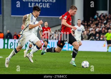 Kopenhagen, Dänemark. November 2023. Rasmus Hojlund (11) von Manchester United wurde während des Spiels der UEFA Champions League zwischen dem FC Kopenhagen und Manchester United in Parken in Kopenhagen gesehen. (Foto: Gonzales Photo/Alamy Live News Stockfoto