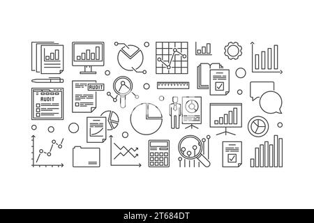 Vektor der Finanzprüfung minimale Darstellung der Umrisse auf weißem Hintergrund Stock Vektor