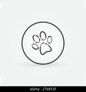 Hund- oder Katzenpfote im kreisförmigen Vektorsymbol oder Symbol in dünner Linie Stock Vektor