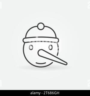 Schneemannsgesicht Vektor weihnachtssymbol oder Designelement in dünner Linie Stil Stock Vektor