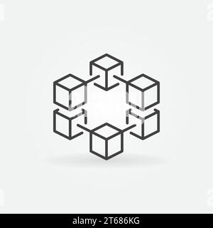 Symbol oder Logo-Element für Blockchain-Vektorlinie Stock Vektor
