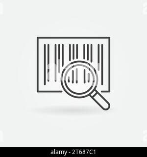 Symbol für Barcode-Suchzeile. Vektorvergrößerungsglas-Scanning-Barcode-Konzeptsymbol in dünner Linienform Stock Vektor