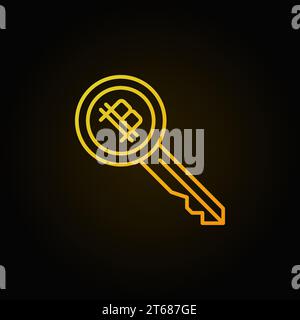Buntes Schlüsselvektorkonzept für Kryptowährung Umrisssymbol oder Logo-Element auf dunklem Hintergrund Stock Vektor