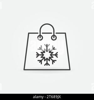 Weihnachten Shopping Papier Tasche Vektor Symbol oder Design Element in dünner Linie Stil Stock Vektor