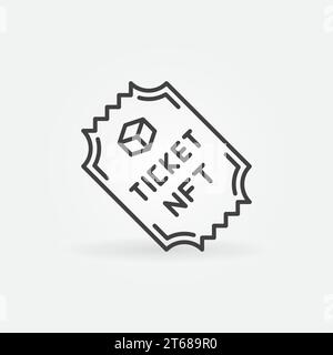 Nicht fungible Token NFT Ticket Vektor dünne Linie Konzept Symbol oder Zeichen Stock Vektor