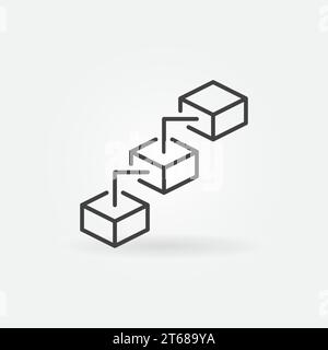 Block-Chain-Vektorkonzept einfaches Symbol oder Blockchain Crypto-Symbol in dünner Linienart Stock Vektor