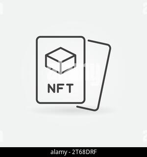 NFT nicht fungible Token Cards Vektorkonzept Symbol oder Symbol in dünner Linie Stock Vektor