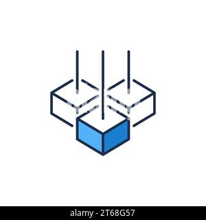 Blaues Symbol Block-Chain-Vektor-Konzept. Blockchain Crypto farbiges Symbol mit 3 Blöcken Stock Vektor