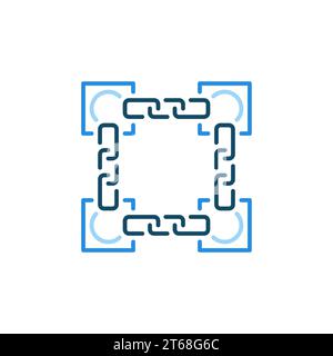 Blaues Symbol für Block-Chain-Konzept – Kreativzeichen für Vektor-Block-Chain-Technologie Stock Vektor