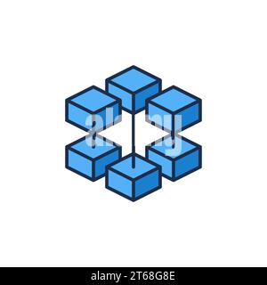 Block-Chain-Vektor-Konzept blaues Symbol - Kryptowährung Blockchain-Technologie abstraktes modernes Symbol oder Logo-Element Stock Vektor