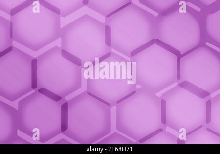 Abbildung: Violettes 3D-Hexagon-Formmuster für abstrakten Hintergrund Stockfoto