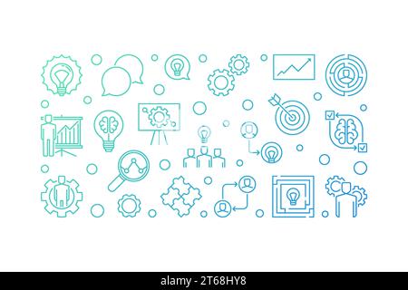 Business Solutions vektorfarbige horizontale Illustration oder Banner auf weißem Hintergrund Stock Vektor