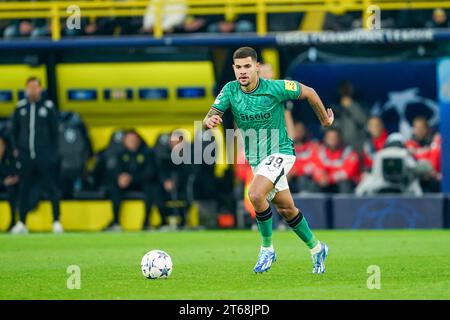 Dortmund, 7. November 2023: Bruno Guimaraes (39 Newcastle) kontrolliert den Ball während des UEFA Champions League Gruppe F Fußballspiels zwischen Borussia Dortmund und Newcastle United im Signal Iduna Park in Dortmund. (Daniela Porcelli/SPP) Credit: SPP Sport Press Photo. /Alamy Live News Stockfoto