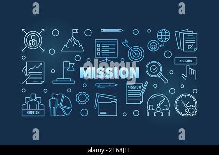 Blaue horizontale Illustration oder Banner auf dunklem Hintergrund Stock Vektor