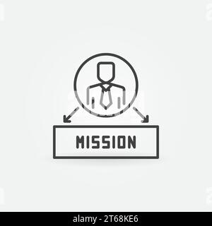 Mann mit Mission Vektor Konzept Symbol oder Symbol im Umrissstil Stock Vektor