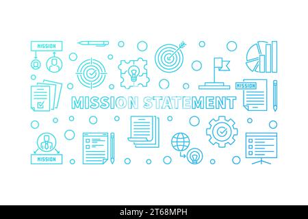 Vector Mission Statement horizontale blaue Umrissillustration auf weißem Hintergrund Stock Vektor