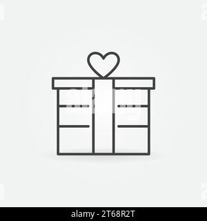 Symbol für die Vektorkontur des Geschenkkartons. Valentinstag Konzept lineares Symbol Stock Vektor