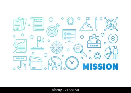 Mission Blue Vektor Konzept Illustration im Outine Stil auf weißem Hintergrund Stock Vektor