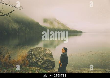 Herbstlandschaft mit Nebel, Slowenien III Stockfoto