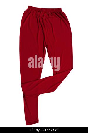 Rote Hose isoliert. Rote Leggins isoliert auf weißem Hintergrund. Stockfoto