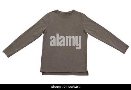 Männlicher grüner Pullover isoliert auf dem weißen. Khakifarbenes Sport-Sweatshirt isoliert auf weiß Stockfoto