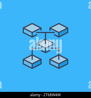 Kryptosymbol oder Logo-Element auf blauem Hintergrund mit Blockchain-Technologie Stock Vektor