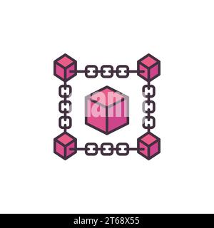 Blockchain-Technologie Vektor Krypto-rotes Symbol oder Logo-Element Stock Vektor