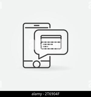Smartphone- und Sprachblase mit dem Symbol für Online-Zahlungskonzepte für Kreditkartenvektoren im dünnen Stil Stock Vektor