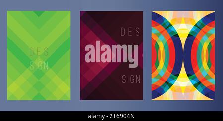 Abstrakte, farbenfrohe Cover-Designvorlage. Hintergrund geometrischer Verläufe. Hintergrund für Präsentation, Broschüre, Katalog, Poster, Buch, Magazin Stock Vektor