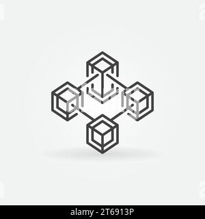 Blockchain-Vektorlinie Konzept Krypto-Symbol oder Designelement Stock Vektor