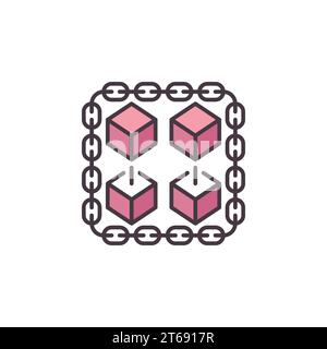 Block Chain Vector Red Kryptowährung Konzept modernes Symbol oder Logo-Element Stock Vektor
