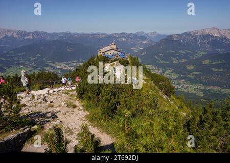 Berchtesgaden, Deutschland, Europa - 21. August 2023. Kehlsteinhaus, Adlernest, ein Hitler-Gebäude aus dem Zweiten Weltkrieg, heute eine Touristenattraktion in den bayerischen Alpen Stockfoto