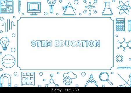Blauer horizontaler Rahmen mit leerem Platz für Text. Vektorwissenschaft Konzept Umriss Illustration oder Hintergrund Stock Vektor