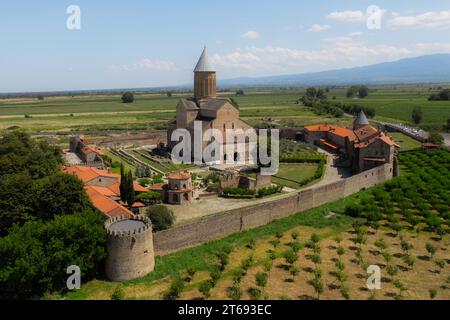 Alaverdi Kloster Komplex aus der Vogelperspektive in Kakheti, Georgien Stockfoto