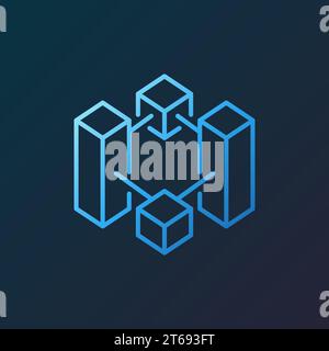 Blaues Umrisssymbol oder Logo-Element auf dunklem Hintergrund für Blockkette Stock Vektor